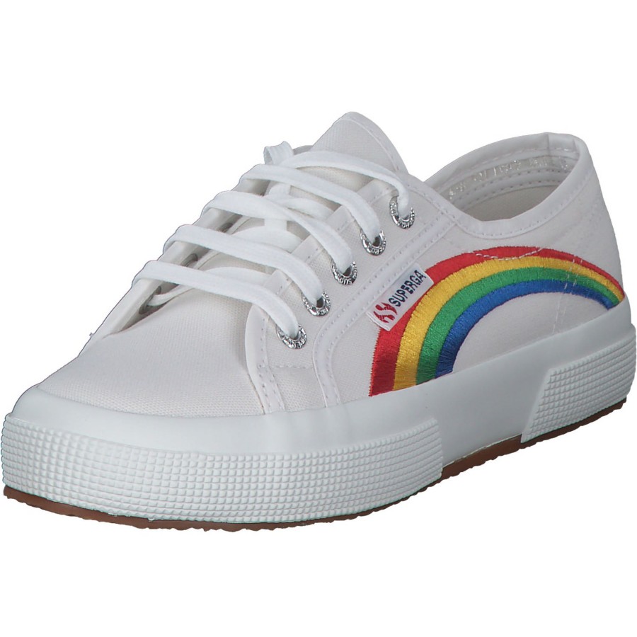 Damen Superga | Superga 2750 Rainbow Embroidery S81281W, Sneakers Low, Damen, Weiu00Df