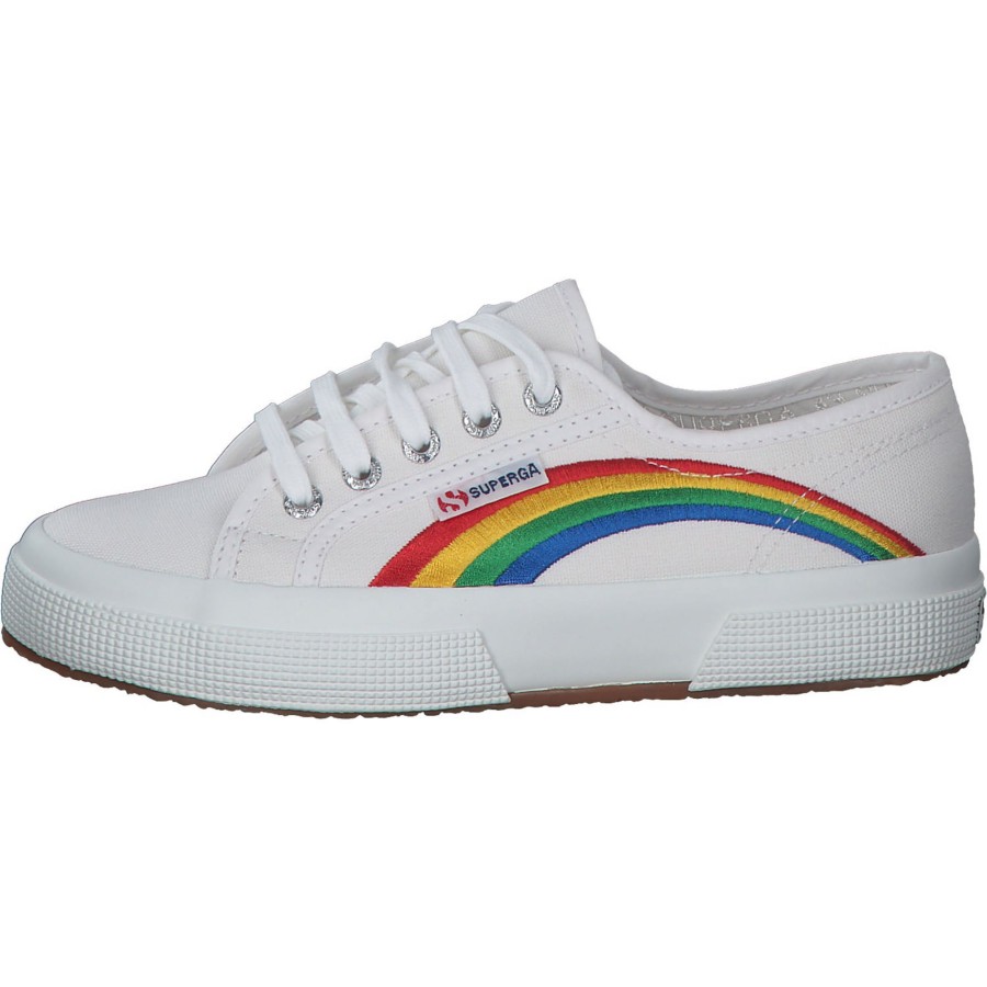 Damen Superga | Superga 2750 Rainbow Embroidery S81281W, Sneakers Low, Damen, Weiu00Df