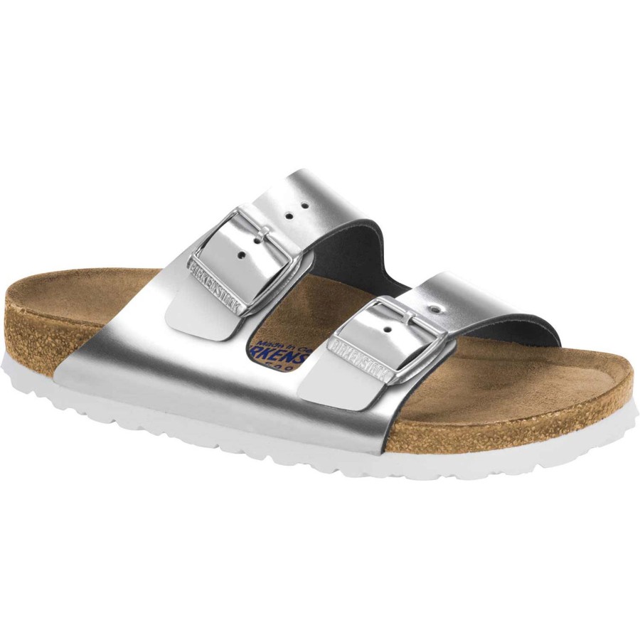 Herren Birkenstock | Birkenstock Arizona Nl Schmal, Pantoletten, Grau (Metallic Silver)