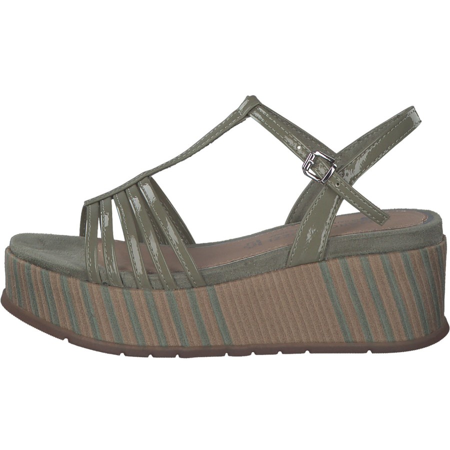 Damen Marco Tozzi | Marco Tozzi 88500, Plateau-Sandaletten, Damen, Moss