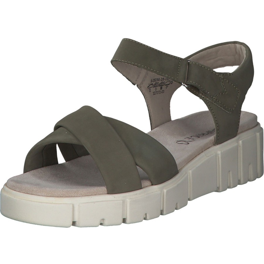 Damen Caprice | Caprice 28258, Klassische Sandalen, Damen, Cactus Nubuc