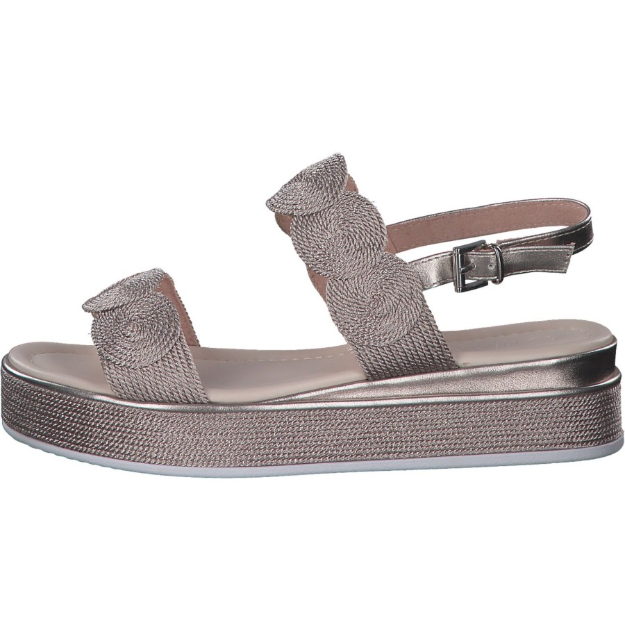 Damen Marco Tozzi | Marco Tozzi 28760, Plateau-Sandaletten, Damen, Rose Metallic