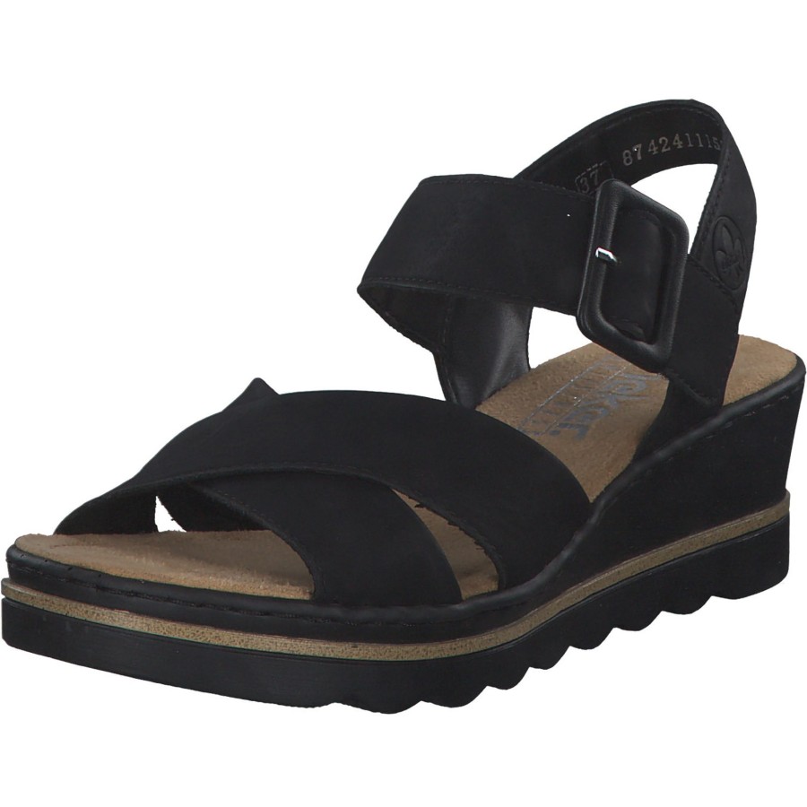 Damen Rieker | Rieker 67463, Plateau-Sandaletten, Damen, Schwarz