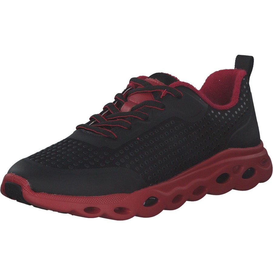 Damen Ara | Ara Malibu 12110, Sneakers Low, Damen, Schwarz/Rot