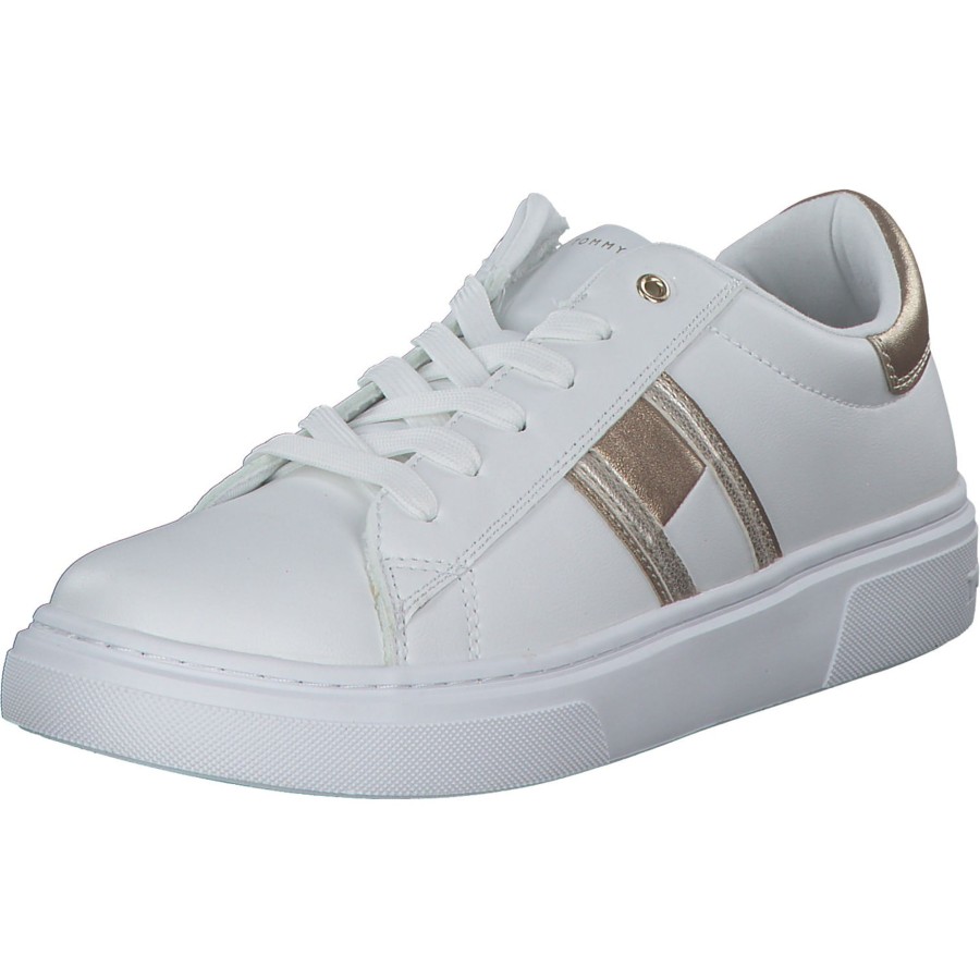 Kinder Tommy Hilfiger | Tommy Hilfiger T3A9-32703, Schnu00Fcrschuhe, Kinder, Bianco/Platino