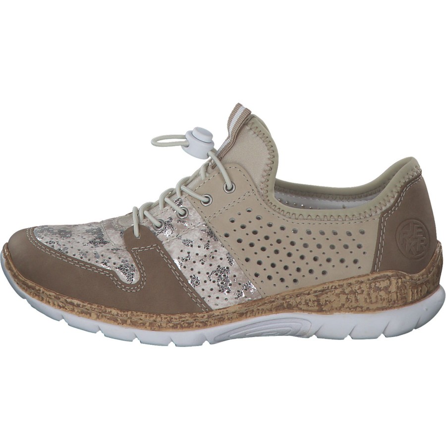 Damen Rieker | Rieker N4255, Slipper, Damen, Shell/Beige-Silver/Perle/Perlc